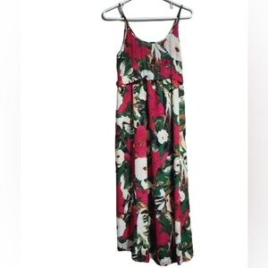 Wilfred Aritzia tropical floral maxi dress 100% silk size xxs color red …